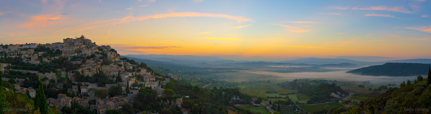 Panoramic Sunrise over the Valleys from Gordes viewpoint
