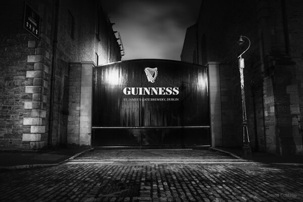 A fine art print of the legendary Guinness gate that leads into Ireland's famous Guinness brewery in the Liberties, Dublin..